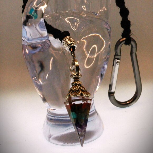 Rear-view Mirror Pendant with Carabiner Clip on a Handmade 14" Black Hemp - Picture 8 of 8